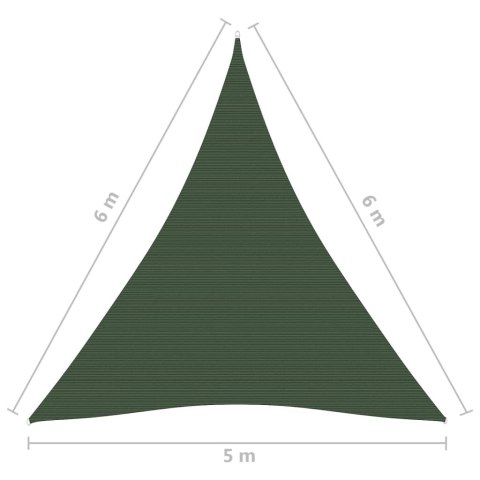 Żagiel przeciwsłoneczny, 160 g/m², ciemnozielony, 5x6x6 m, HDPE