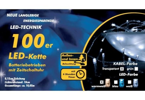 Świąteczny LED łańcuch - 10 m, 100 diod, ciepła biel