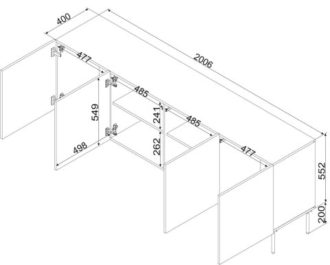 Komoda ISLA 200x40x75 czarny mat