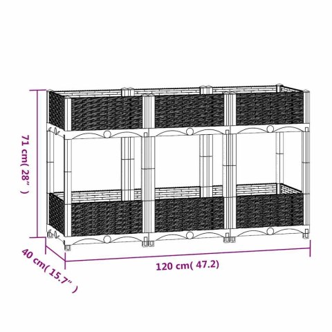 Donica do podniesionej rabaty, 120x40x71 cm, polipropylen