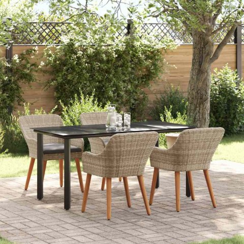 Zestaw do jadalni 5 pcs Jasnoszary i czarny 160 x 80 x 74 cm