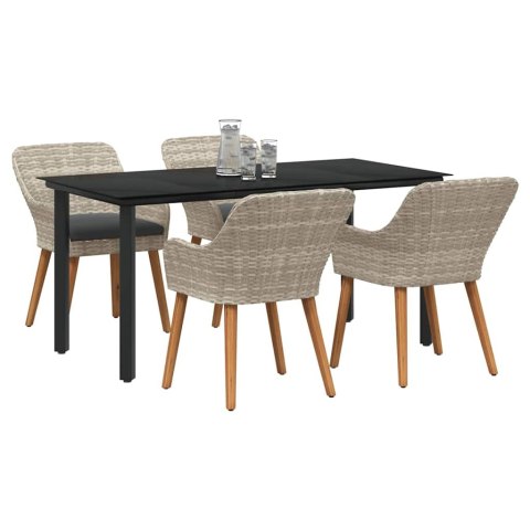 Zestaw do jadalni 5 pcs Jasnoszary i czarny 160 x 80 x 74 cm