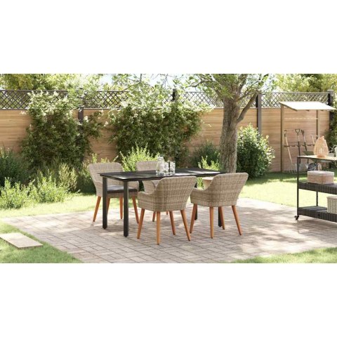 Zestaw do jadalni 5 pcs Jasnoszary i czarny 160 x 80 x 74 cm