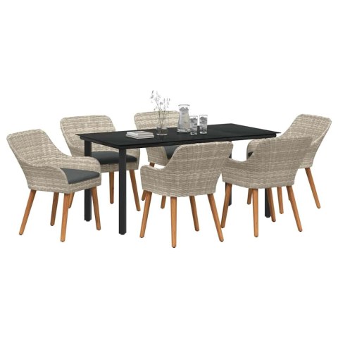 Zestaw do jadalni 7 pcs Jasnoszary i czarny 160 x 80 x 74 cm