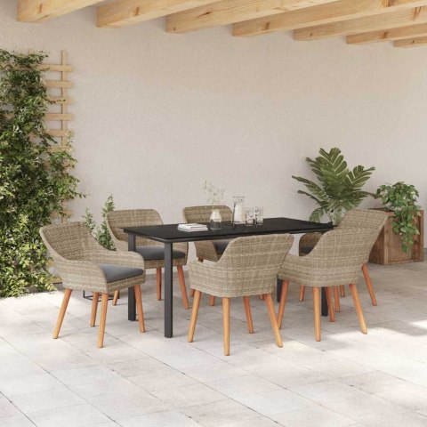 Zestaw do jadalni 7 pcs Jasnoszary i czarny 160 x 80 x 74 cm