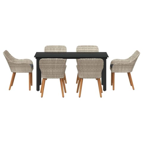 Zestaw do jadalni 7 pcs Jasnoszary i czarny 160 x 80 x 74 cm