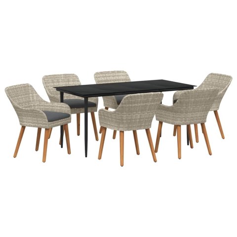 Zestaw do jadalni 7 pcs Jasnoszary i czarny duży
