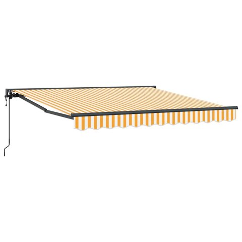 Markiza zwijana Żółty i Biały 300x250 cm Poliester i Metal
