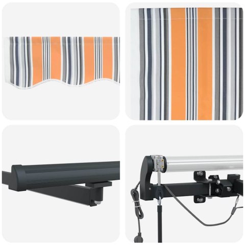 Automatyczna Chowana Markiza z LED w Wielokolorowe Pasy 450x300 cm