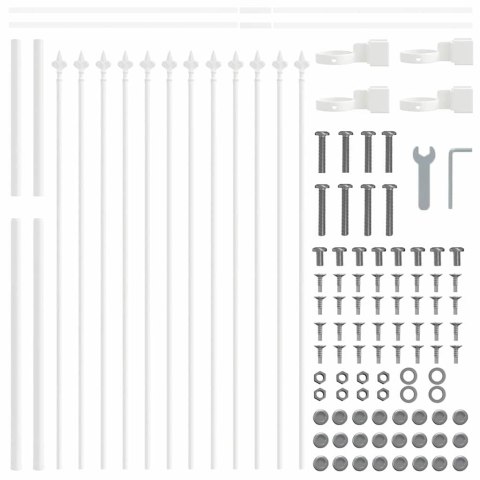 Biały Płot Ogrodowy z Gwoździami - 13,6 x 1,2 m Stal
