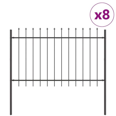 Ogrodowy płot z szpiczastym zakończeniem - szary - 13,6 x 0,8 m - stal