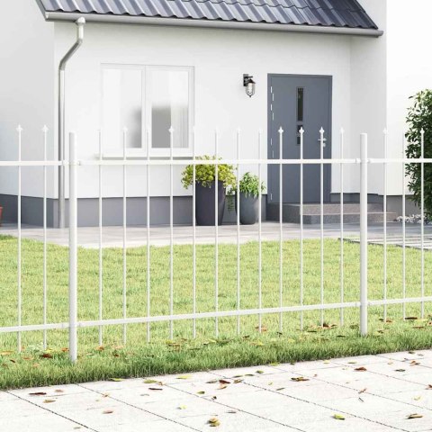 Płot ogrodowy z ostrym czubkiem w białym kolorze, wymiary 13,6 x 1 m, stal