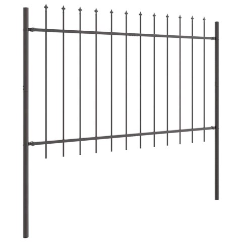 Płot ogrodowy z szpicami, szary, 15.3 x 1.2 m, stalowy