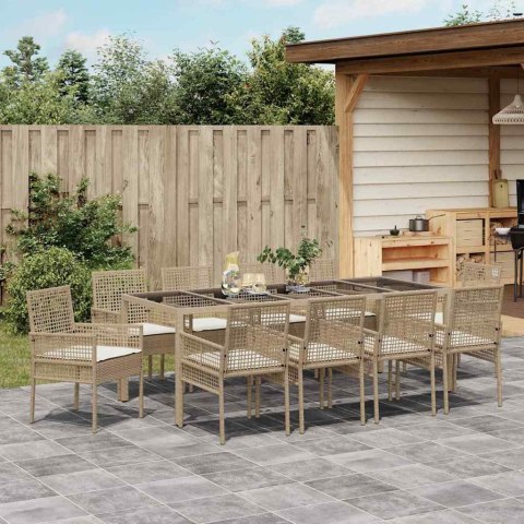 Zestaw do jadalni w ogrodzie 11 pcs Beżowy 250 x 100 x 75 cm