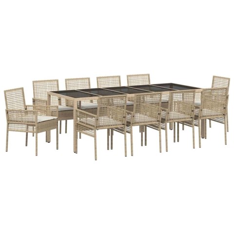 Zestaw do jadalni w ogrodzie 11 pcs Beżowy 250 x 100 x 75 cm