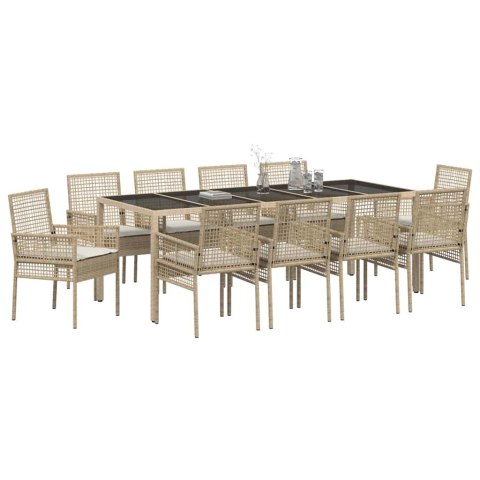 Zestaw do jadalni w ogrodzie 11 pcs Beżowy 250 x 100 x 75 cm