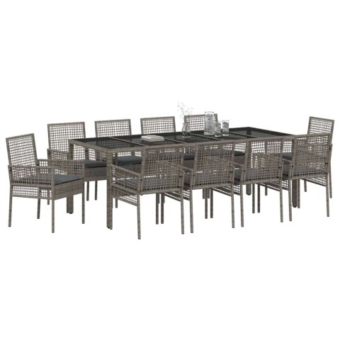 Zestaw do jadalni w ogrodzie 11 pcs Szary 250 x 100 x 75 cm