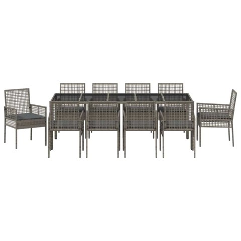 Zestaw do jadalni w ogrodzie 11 pcs Szary 250 x 100 x 75 cm