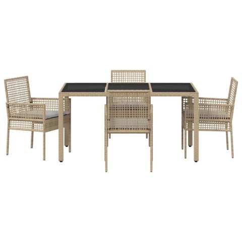Zestaw do jadalni w ogrodzie 5 pcs Beżowy 150 x 90 x 75 cm