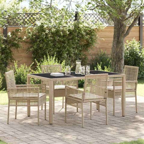Zestaw do jadalni w ogrodzie 5 pcs Beżowy 150 x 90 x 75 cm
