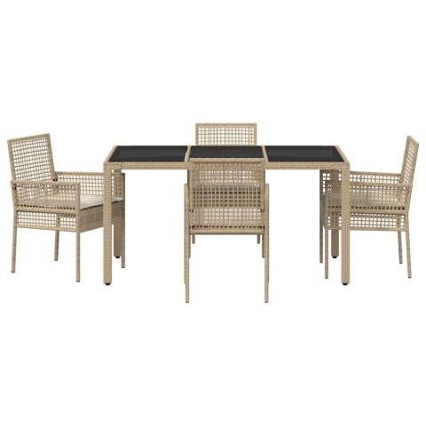 Zestaw do jadalni w ogrodzie 5 pcs Beżowy 150 x 90 x 75 cm