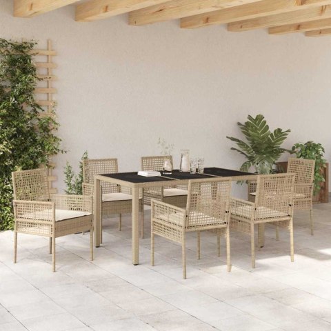 Zestaw do jadalni w ogrodzie 7 pcs Beżowy 150 x 90 x 75 cm