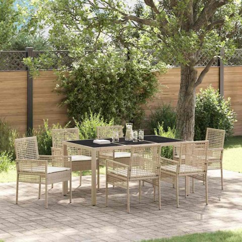 Zestaw do jadalni w ogrodzie 7 pcs Beżowy 150 x 90 x 75 cm