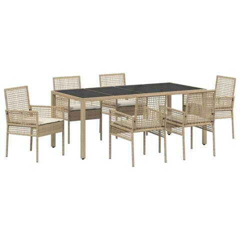 Zestaw do jadalni w ogrodzie 7 pcs Beżowy 190 x 90 x 75 cm