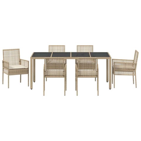 Zestaw do jadalni w ogrodzie 7 pcs Beżowy 190 x 90 x 75 cm