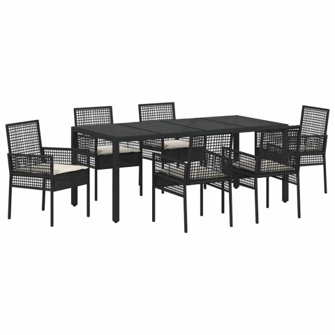 Zestaw do jadalni w ogrodzie 7 pcs Czarny 190 x 90 x 75 cm