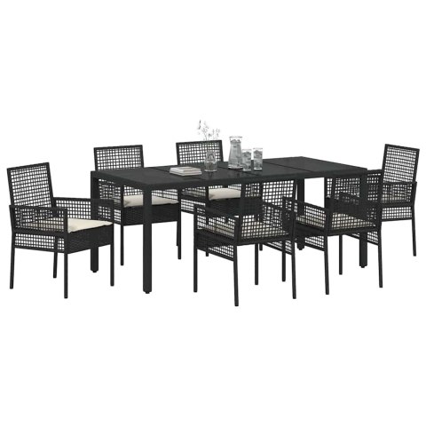 Zestaw do jadalni w ogrodzie 7 pcs Czarny 190 x 90 x 75 cm