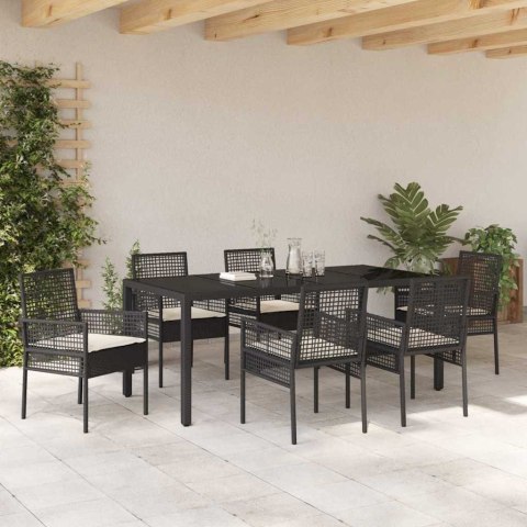 Zestaw do jadalni w ogrodzie 7 pcs Czarny 190 x 90 x 75 cm