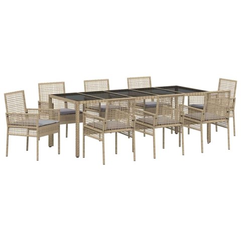 Zestaw do jadalni w ogrodzie 9 pcs Beżowy 250 x 100 x 75 cm