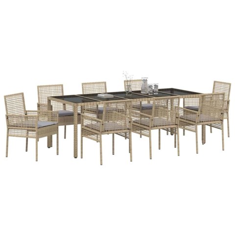 Zestaw do jadalni w ogrodzie 9 pcs Beżowy 250 x 100 x 75 cm