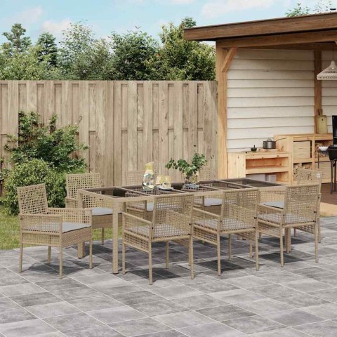 Zestaw do jadalni w ogrodzie 9 pcs Beżowy 250 x 100 x 75 cm