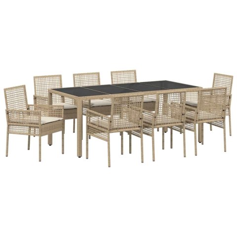 Zestaw do jadalni w ogrodzie 9 pcs Beżowy Duży Rattan PE