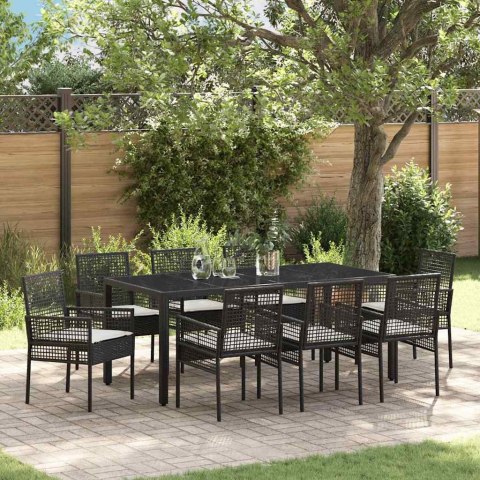 Zestaw do jadalni w ogrodzie 9 pcs Czarny 190 x 90 x 75 cm