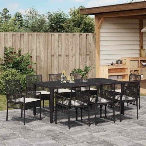 Zestaw do jadalni w ogrodzie 9 pcs Czarny 190 x 90 x 75 cm