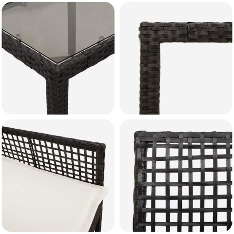 Zestaw do jadalni w ogrodzie 9 pcs Czarny 190 x 90 x 75 cm