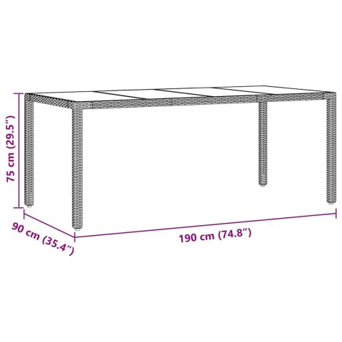 Zestaw do jadalni w ogrodzie 9 pcs Czarny 190 x 90 x 75 cm