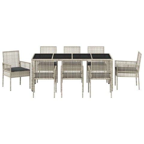 Zestaw do jadalni w ogrodzie 9 pcs Jasnoszary 190 x 90 x 75 cm