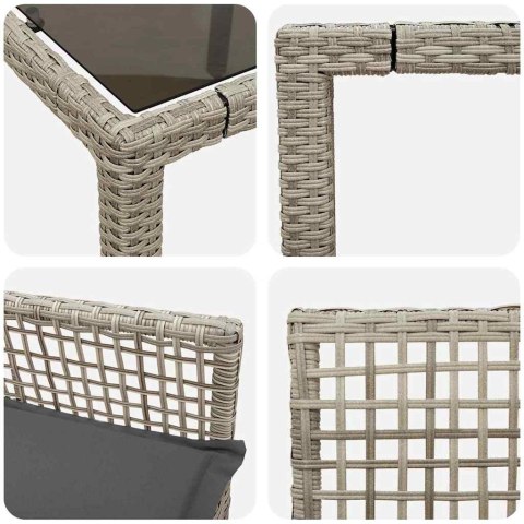 Zestaw do jadalni w ogrodzie 9 pcs Jasnoszary 190 x 90 x 75 cm
