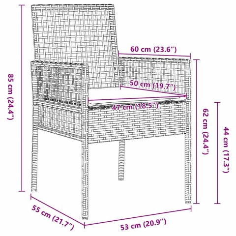 Zestaw obiadowy 9-elementowy z poduszkami Szary Poly Rattan