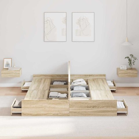 Rama łóżka z miejscem na przechowywanie dąb sonoma 160 x 200 cm