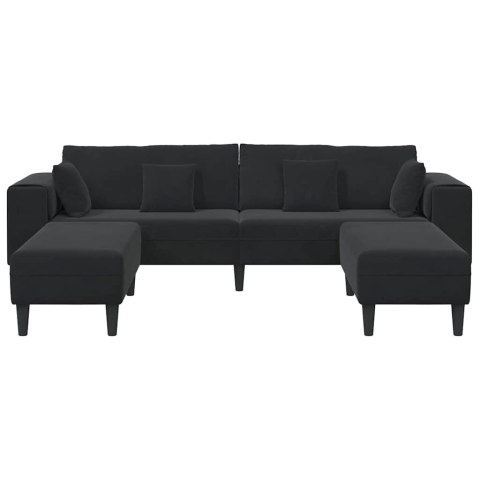Sofa welurowa z poduszką z poduszką 3 pcs Czarny 208 cm Aksamit