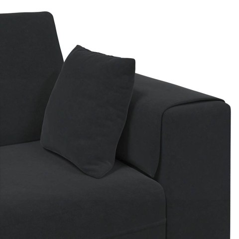 Sofa welurowa z poduszką z poduszką 3 pcs Czarny 208 cm Aksamit