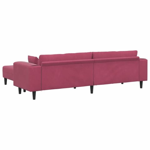 Sofa welurowa z poduszką z poduszką 3 pcs Czerwone wino 208 cm Aksamit
