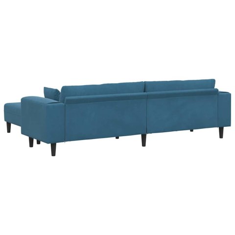 Sofa welurowa z poduszką z poduszką 3 pcs Niebieski 208 cm Aksamit