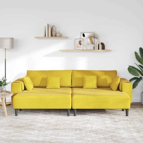 Sofa welurowa z poduszką z poduszką 3 pcs Żółty 208 cm Aksamit