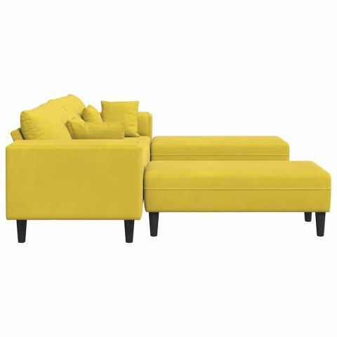 Sofa welurowa z poduszką z poduszką 3 pcs Żółty 208 cm Aksamit